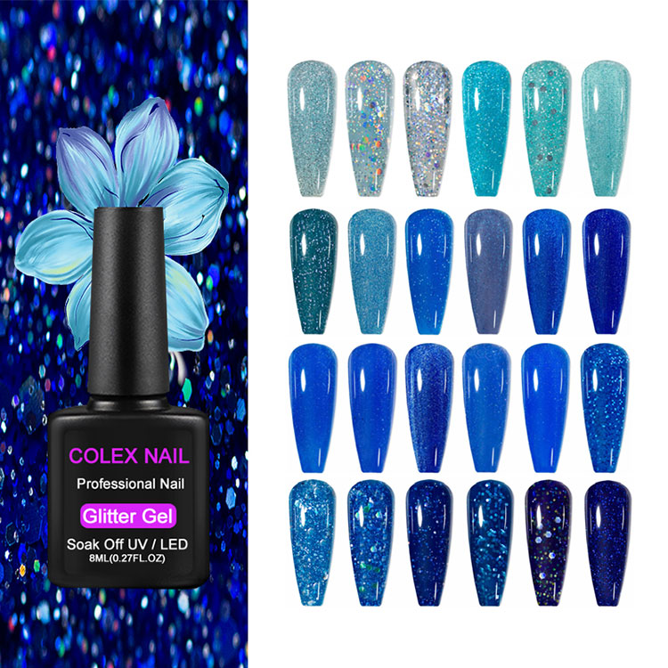 Snas glóthach glitter gorm 8ml gorm