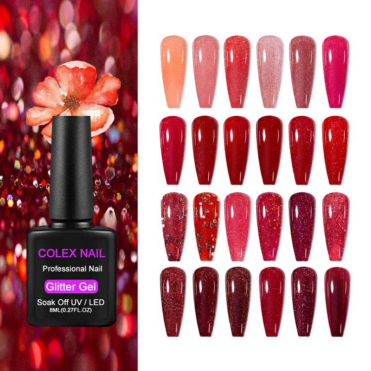 Bronntanas Pholainnis Glóthach Glitter Dearg 8ml